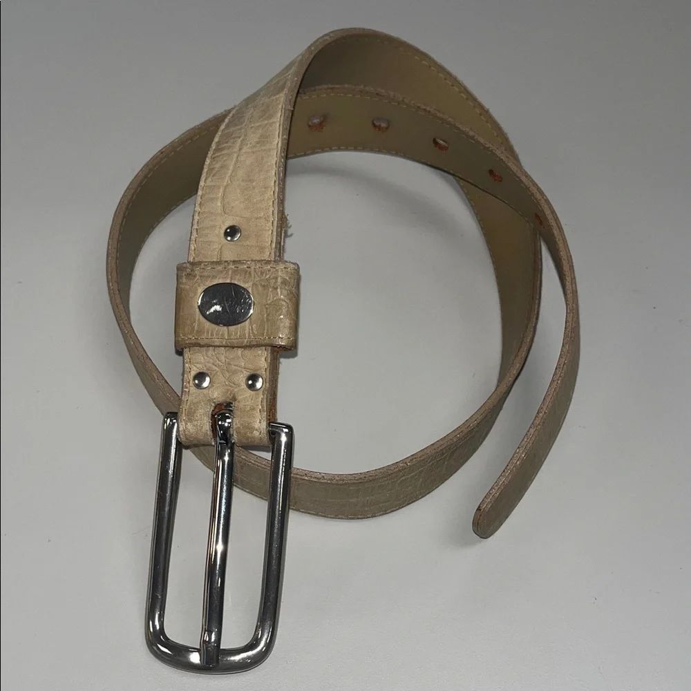 Accessories by Pearl Tan Leather Belt w/ Polished Silver Buckle size small